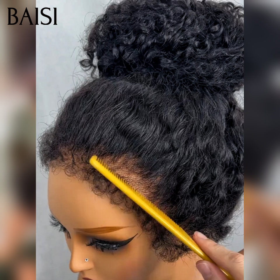 BAISI 360 Lace Perruque Curly Wave 18Pouces 199€ Seulement Toute Coiffure Permie Avec 4C Hairline Baby Hair Très Bonne Qualité En 100% Cheveux Humains