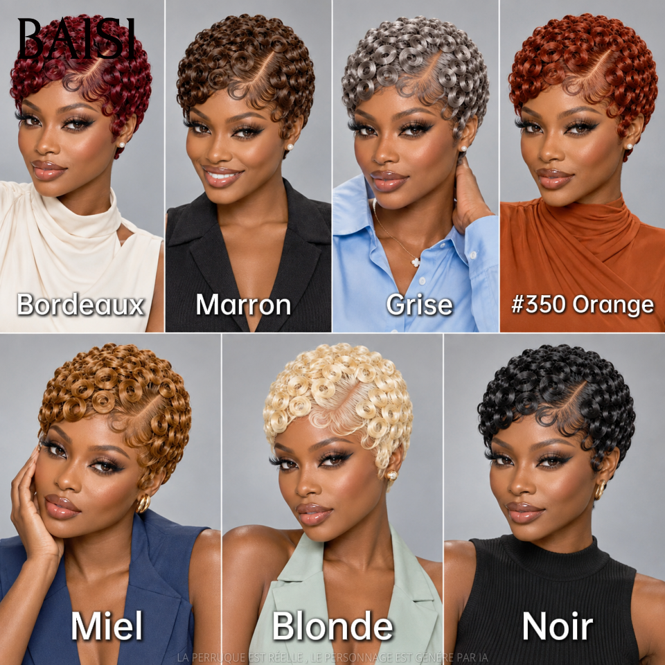 BAISI Peruca Curly Wave 14Polegadas 138€ ou 18Polegadas 198€ Cor Preto 1B# Muito Volume, Muito Boa Qualidade em 100% Cabelo humano