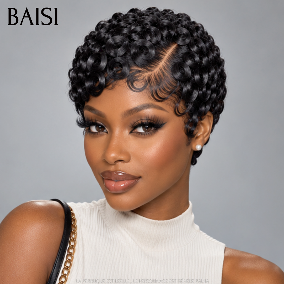 BAISI Peruca Curly Wave 14Polegadas 138€ ou 18Polegadas 198€ Cor Preto 1B# Muito Volume, Muito Boa Qualidade em 100% Cabelo humano
