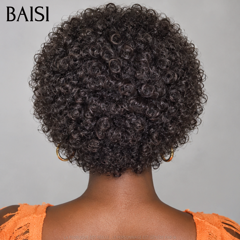 BAISI sans lace Perruque Pixie curly en Couleur noir 48€ En 100% Cheveux Humains FR38