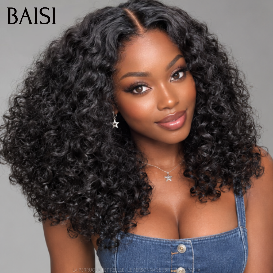 BAISI Vente En Gros 3 Perruques Mélangées Curly Wave Noir et Marron 14 Pouces et 6 Pouces En Soldes en 100% Cheveux humains Déjà En France Livraison 48H
