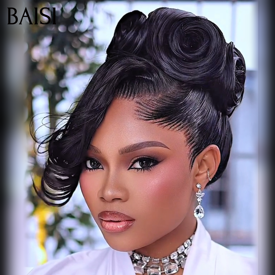 BAISI Perruque En Chignon Oumy NOIR Coiffure pour Evènement Spécial 100% Identique En 100% cheveux humains