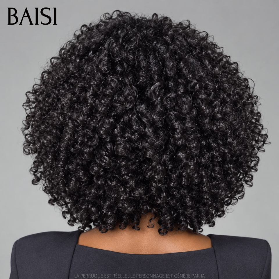 BAISI Perruque Bandeau BOB curly wave 10 Pouces 66€ Fabriquée A La Machine sans Colle sans lace en 100% Cheveux Humains
