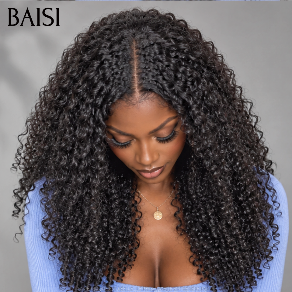 BAISI 13x4 Lace Perruque Srping Curl Longue 16Pouces Promotion 155€ Couleur Noir 1B# Satisfaction Garantie en 100% Cheveux humains