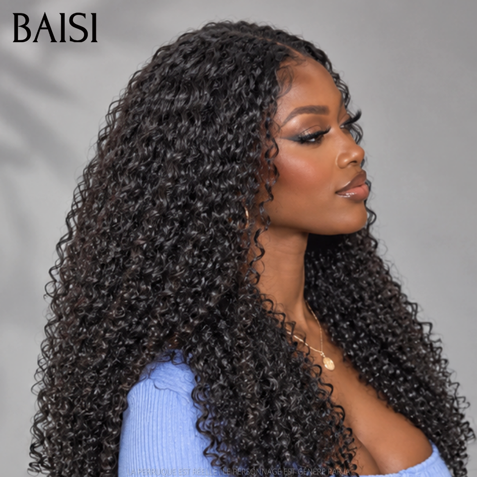 BAISI 13x4 Lace Perruque Srping Curl Longue 16Pouces Promotion 155€ Couleur Noir 1B# Satisfaction Garantie en 100% Cheveux humains