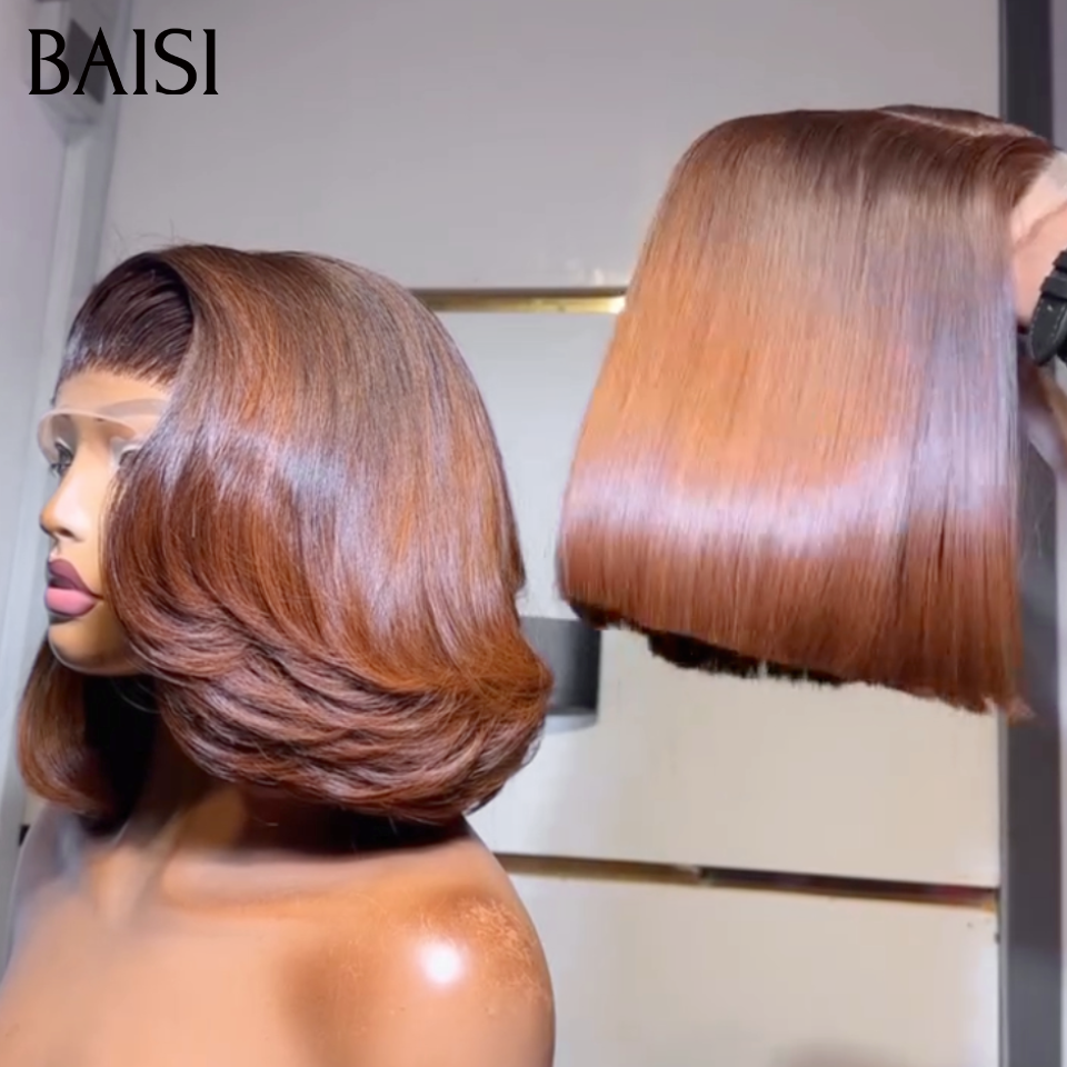 BAISI 4x4 Lace closure Perruque Lisse DE luxe Bob 100% Vietnam Hair SDD BONE STRAIGHT Ou Raw Hair Couleurs Marron En 100% Vrais Cheveux Humains
