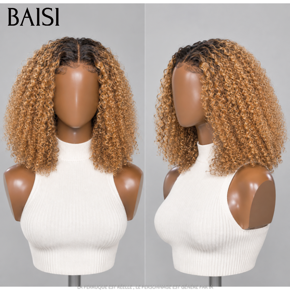 BAISI 13x4 Peruca Lace Crépus Kinky Straight Já penteada como na foto Cor Preto 1B# 20 Polegadas 148€ Beleza Incomparável em 100% cabelo humano