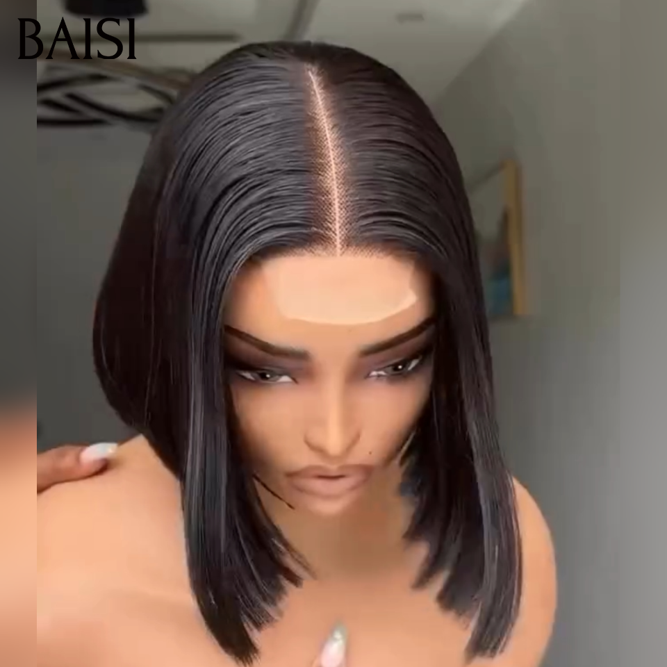 BAISI Lot de 2 Perruques bob Lisse Noir 10 pouces 139€ Seulement Avec et Sans Frange 100% Vietnam Hair de Qualtié en 100% vrais cheveux humains