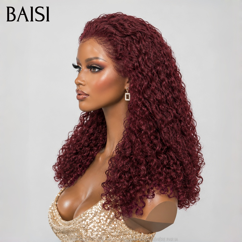 BAISI 13x4 Lace Lot de 4 Perruques Longues 300€ Couleurs Noir Rouge et Marron Marron Glacé Différentes Textures 18Pouces Facile A Revendre en 100% Cheveux humains