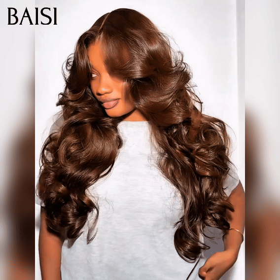 BAISI PROMO BLACK FRIDAY lace frontal 13x4 Perruque 24 Pouces Lisse NOIR ou Body wave 22 Pouces Marron en 100% Cheveux Humains