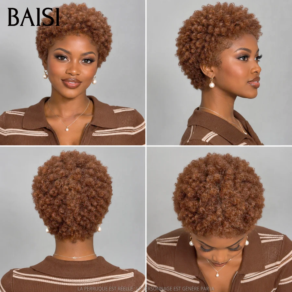 BAISI venda flash Compre 1 por 79€ e receba 2 Liso com franja 8 polegadas e pixie finger wave em 100% cabelo humano verdadeiro código:MP50