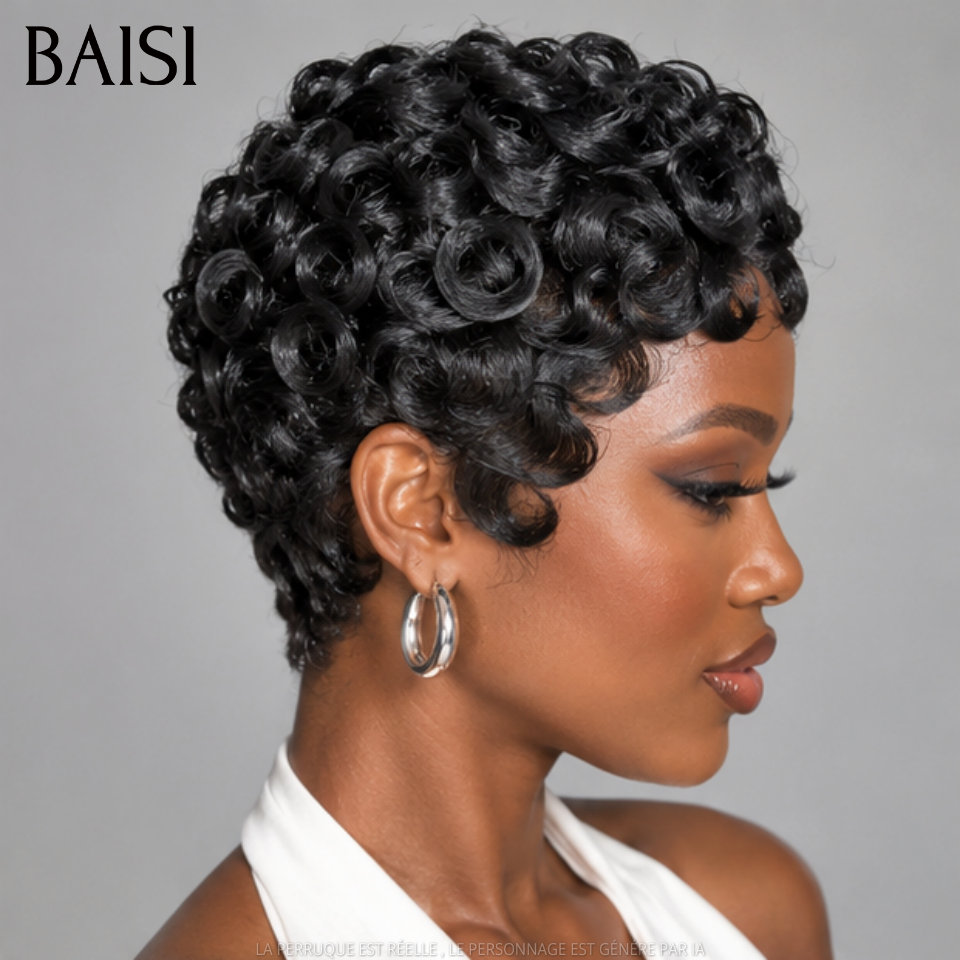 BAISI Perruque Chioma pour Nouvel An 50€ NOIR sans Colle ou avec 13x4 lace frontal 60€ en 100% Cheveux Humains