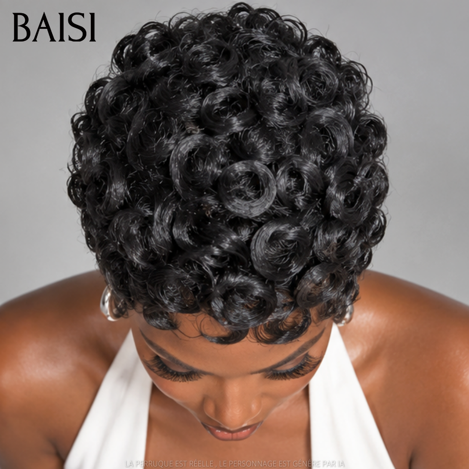 BAISI Perruque Chioma pour Nouvel An 50€ NOIR sans Colle ou avec 13x4 lace frontal 60€ en 100% Cheveux Humains