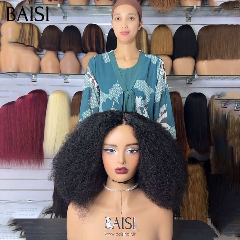 BAISI Perruque 4x4 lace Afro Curly 100% identique 18 Pouces 168€ 400% Volume Super ébouriffée en 100% Cheveux Humains