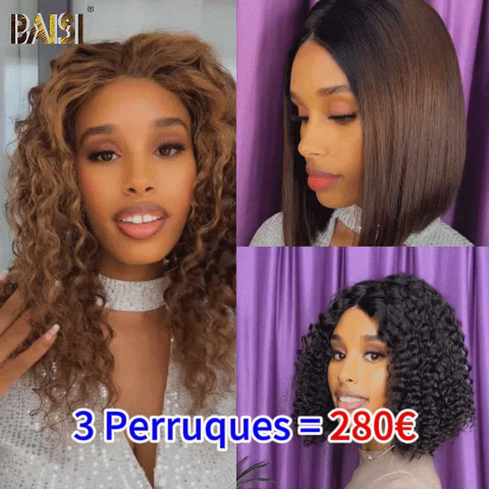 BAISI 3 Perruques 280€ bob lisse et curly en 100% vrais cheveux humains Code: VIP100