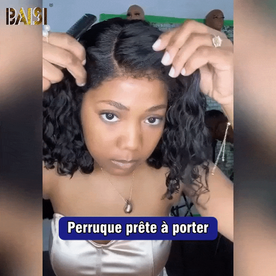 BAISI 13X4 HD perruque curly wave en haut de gamme avec les Baby Hair naturel Pré-plucked Pas Besoin de Colle en 100% Raw Hair Lace déjà couper VIP100