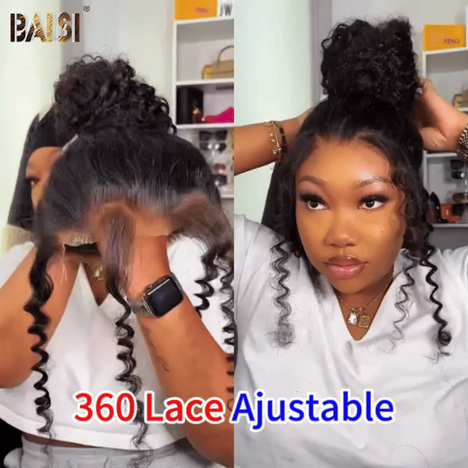 BAISI Achetez 1 + 1 Gratuite = 220€ Perruque 1 Perruque 360 Lace Ajustable 18 pouce 250% densité 169€ en 100% vrais cheveux humains