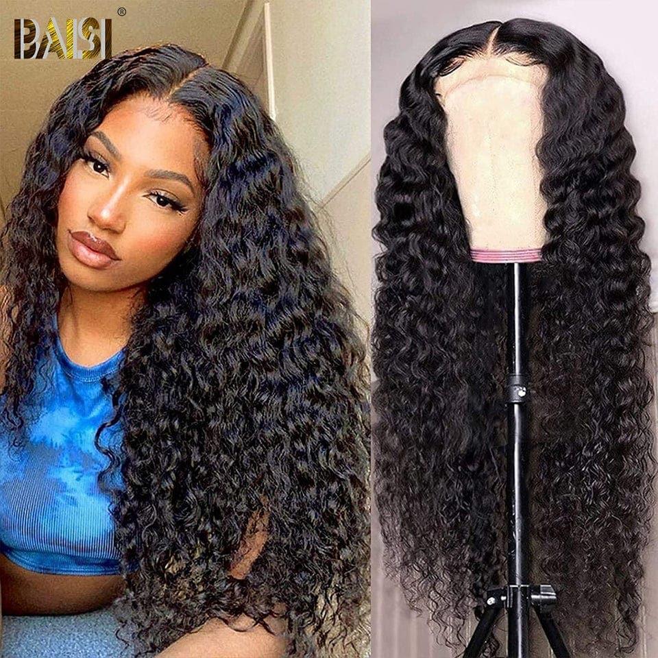 BAISI Achetez 2 perruques minimum au prix d'usine fournisseur 4x4 closure perruque Deep Wave en 100% cheveux humains en cheveux indians brésiliens (Pas Besoin de Code)