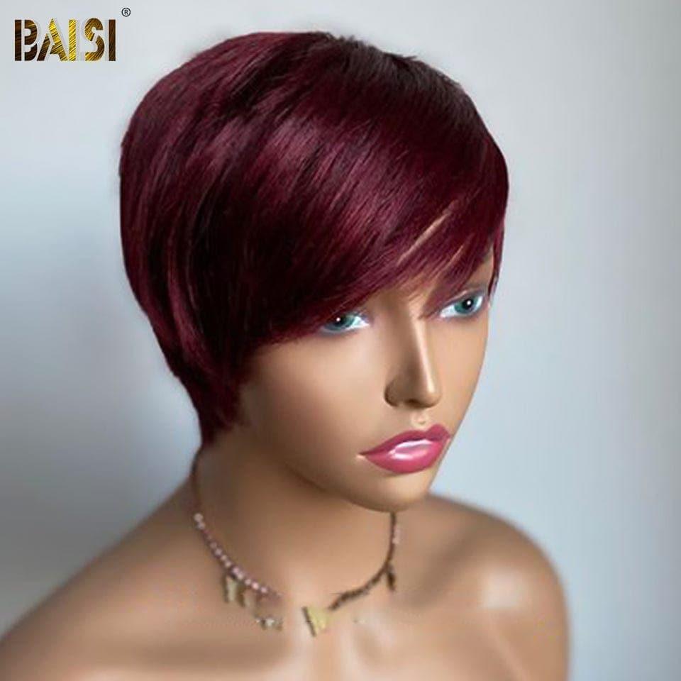 BAISI Achetez 2 perruques minimum au prix d'usine fournisseur 13X4 Bob 99J# ou petit coupe en rouge bordeaux 99J en 100% vrais cheveux humains (Pas Besoin de Code)