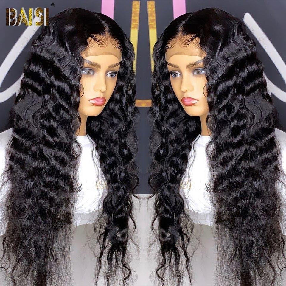 BAISI Achetez 2 perruques minimum au prix d'usine fournisseur 4x4 closure perruque Deep Wave en 100% cheveux humains en cheveux indians brésiliens (Pas Besoin de Code)