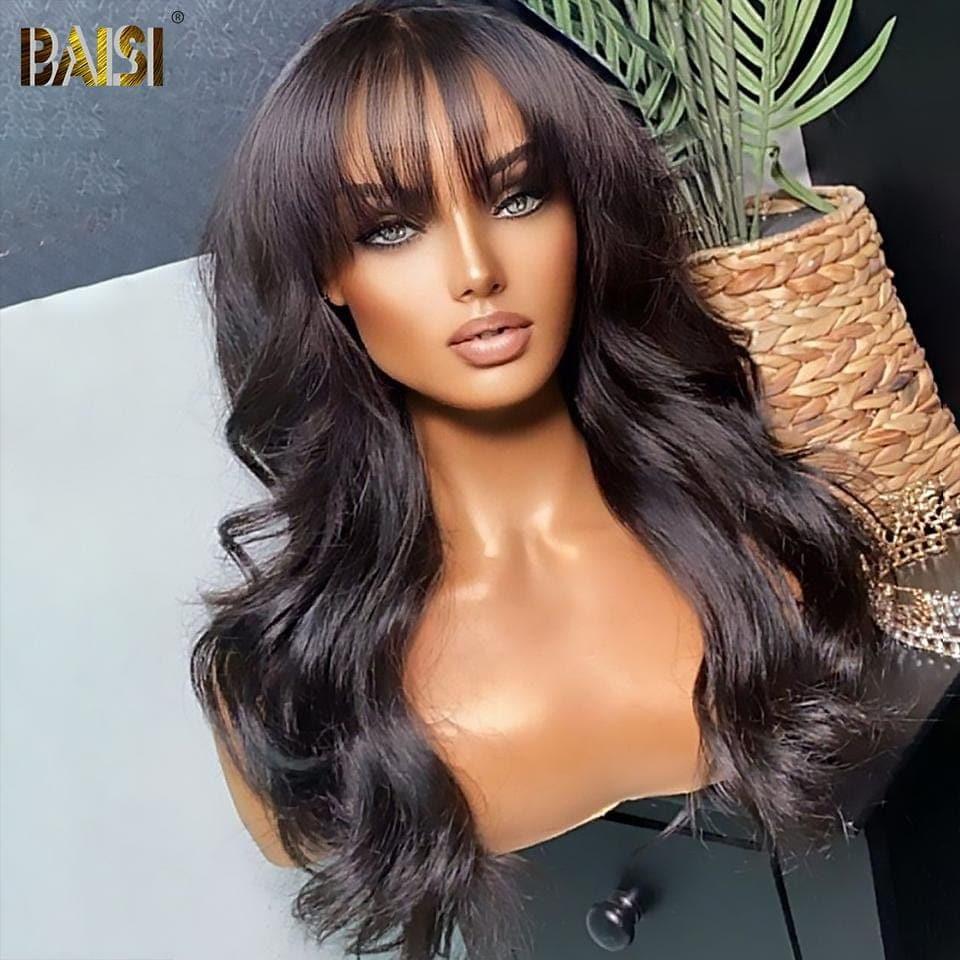 BAISI 4x4 Closure Body Wave Perücke mit Pony 100% Echthaar brasilianisches indisches Haar gute Qualität