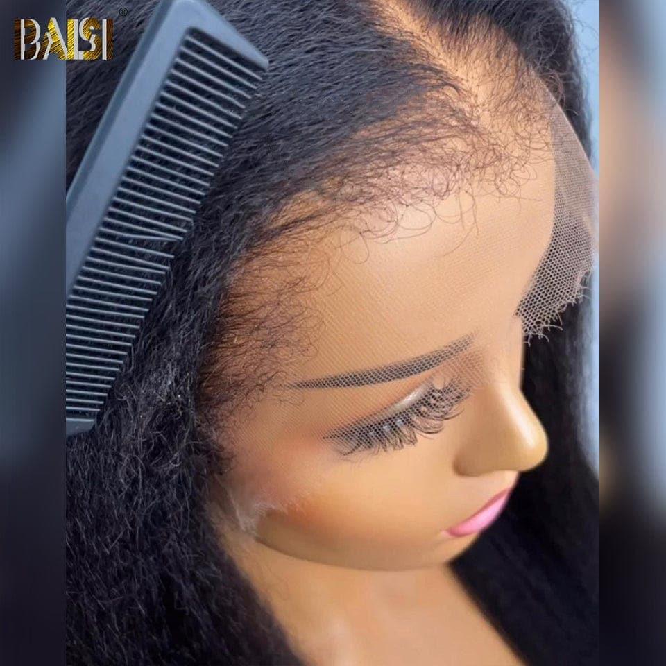 BAISI Achetez 2 perruques minimum au prix d'usine fournisseur 13X4 HD lace frontal perruque kinky straight en haut de gamme avec les Baby Hair naturel en 100% vrais cheveux humains ( pas besoin de code)