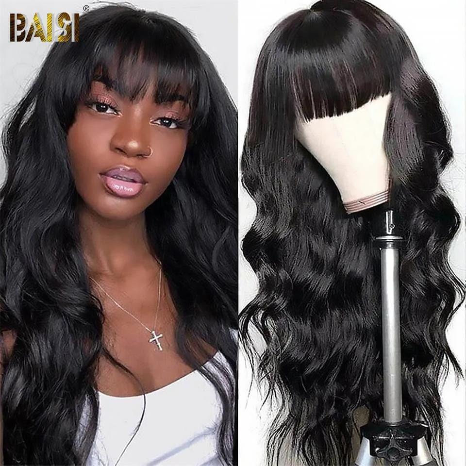 BAISI 4x4 Closure Body Wave Perücke mit Pony 100% Echthaar brasilianisches indisches Haar gute Qualität