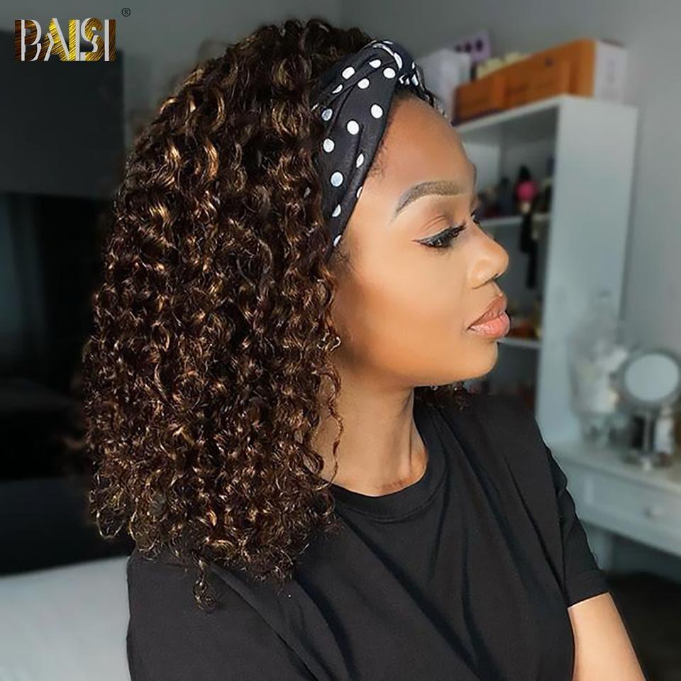 BAISI Acquista almeno 2 parrucche al prezzo di fabbrica fornitore AMINATA #4MIX#33 Parrucca Fascia Riccia Curly Realizzata a Macchina (Nessun Codice Necessario)