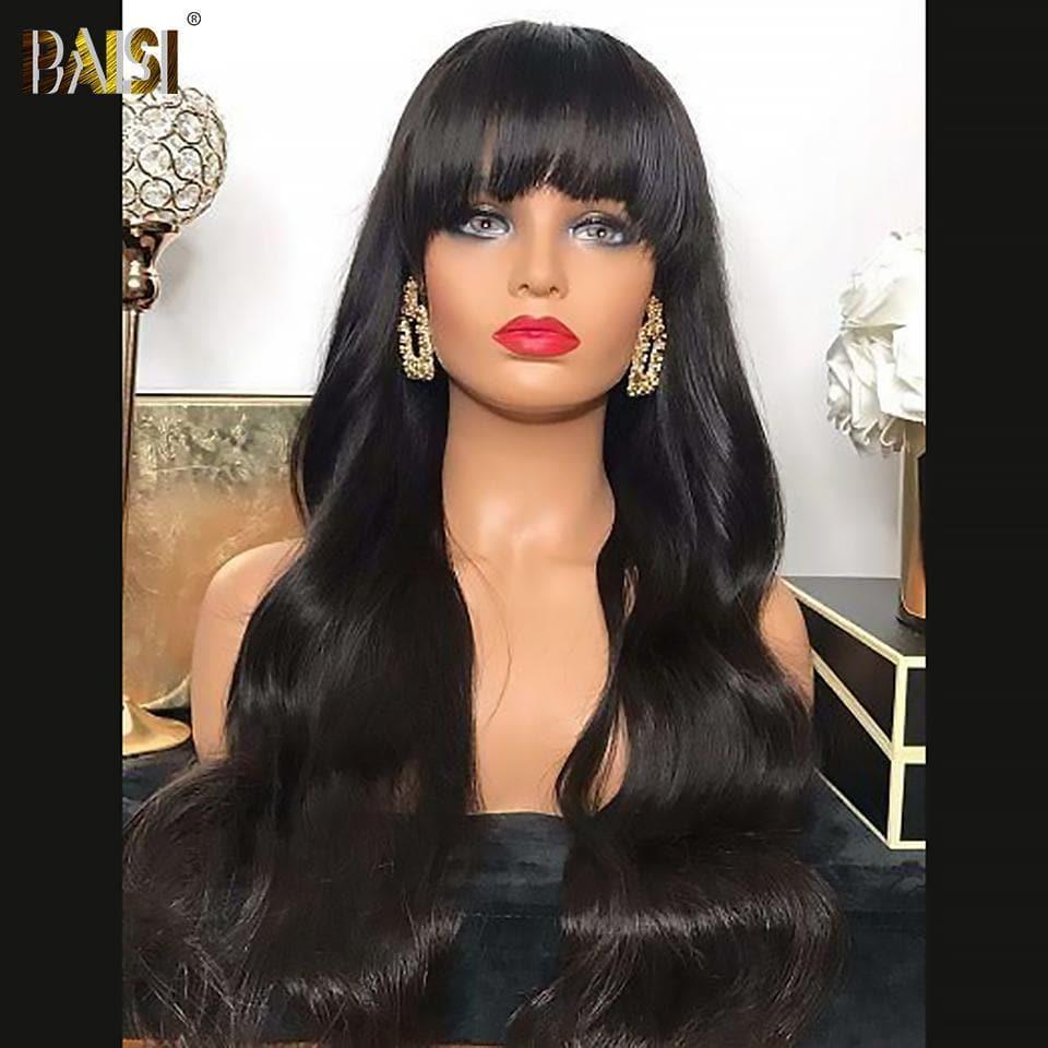 BAISI 4x4 Closure Body Wave Perücke mit Pony 100% Echthaar brasilianisches indisches Haar gute Qualität