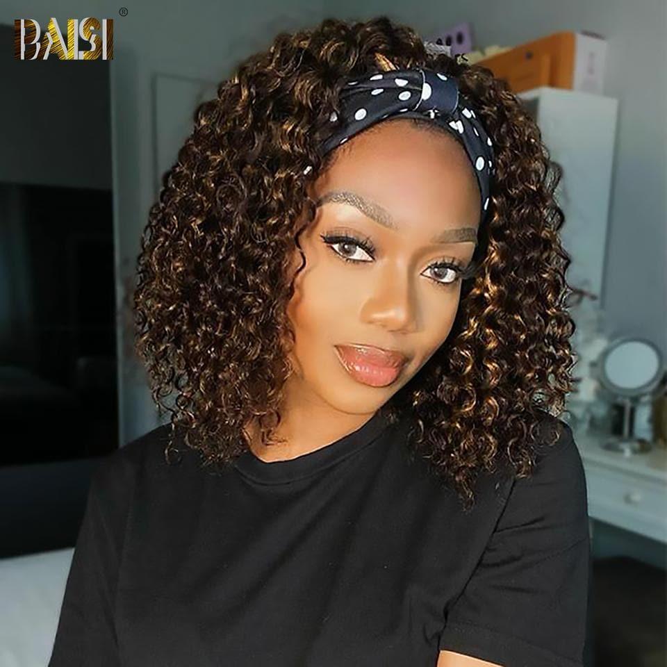 BAISI Acquista almeno 2 parrucche al prezzo di fabbrica fornitore AMINATA #4MIX#33 Parrucca Fascia Riccia Curly Realizzata a Macchina (Nessun Codice Necessario)