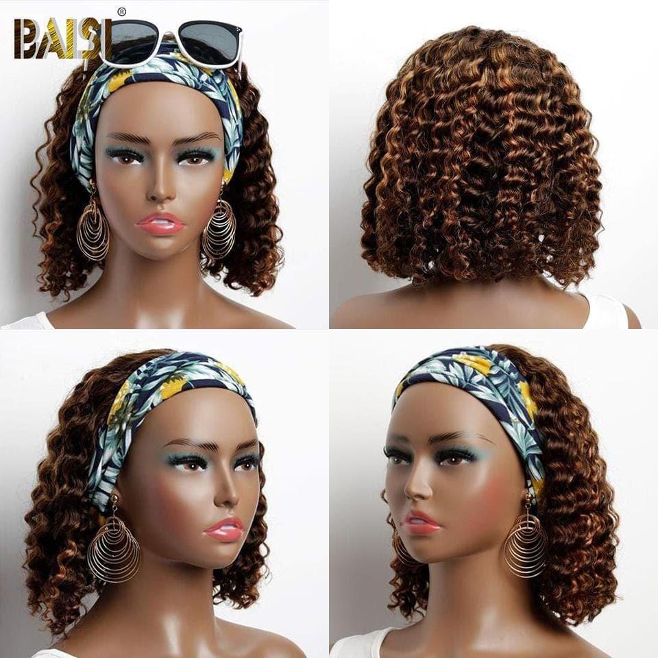 BAISI Acquista almeno 2 parrucche al prezzo di fabbrica fornitore AMINATA #4MIX#33 Parrucca Fascia Riccia Curly Realizzata a Macchina (Nessun Codice Necessario)