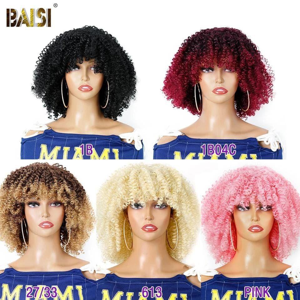 BAISI Kinky Curly Synthetic Wig With Bangs Good Volume 1044