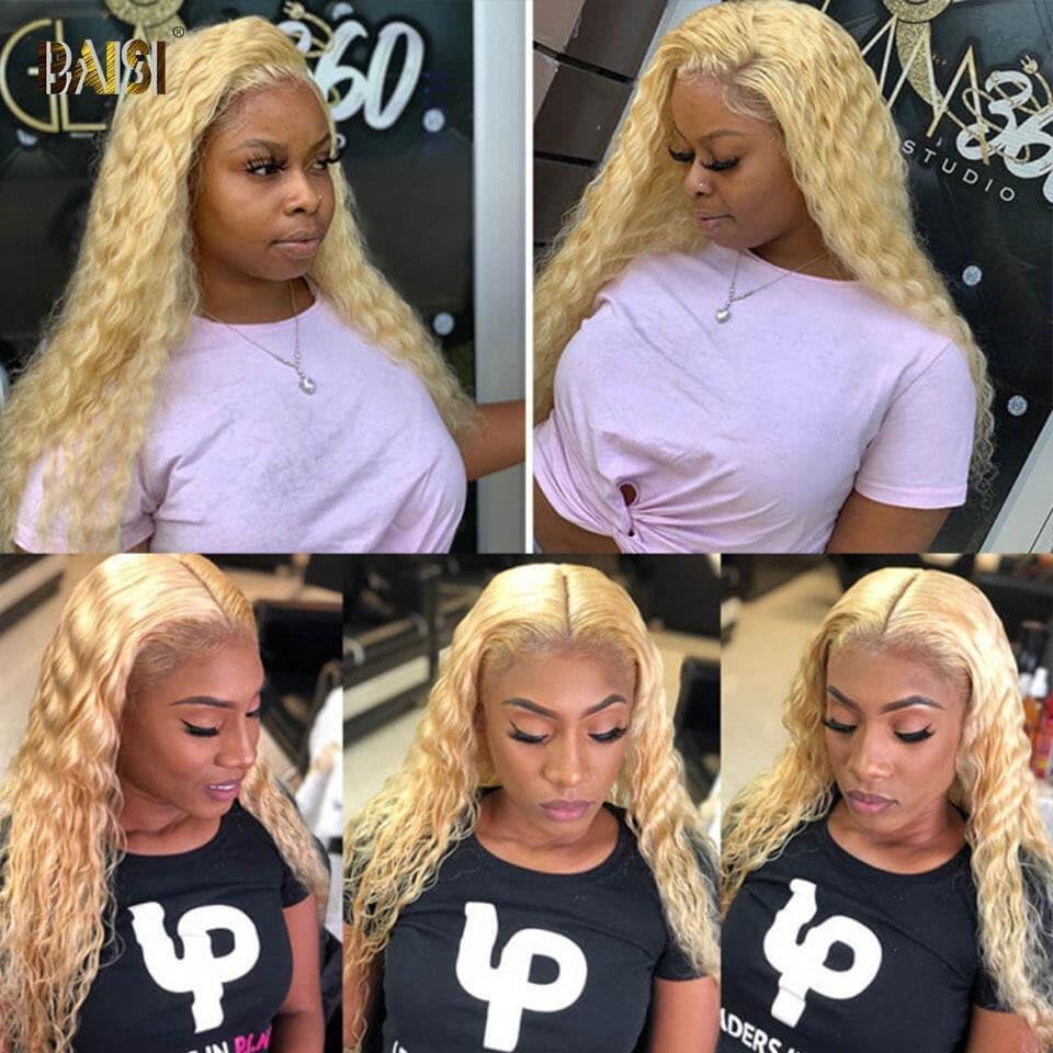 BAISI peluca personalizada rubia 613 # peluca rizada de alta calidad de onda profunda, envío gratis