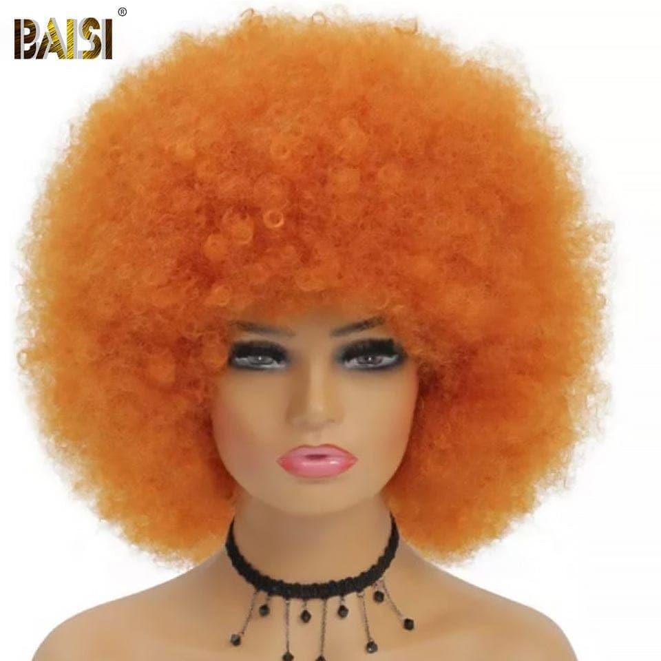 BAISI Achetez 2 perruques minimum au prix d'usine fournisseur perruque CURLY OU afro curl avec frange en couleur orange en 100% vrais cheveux humains