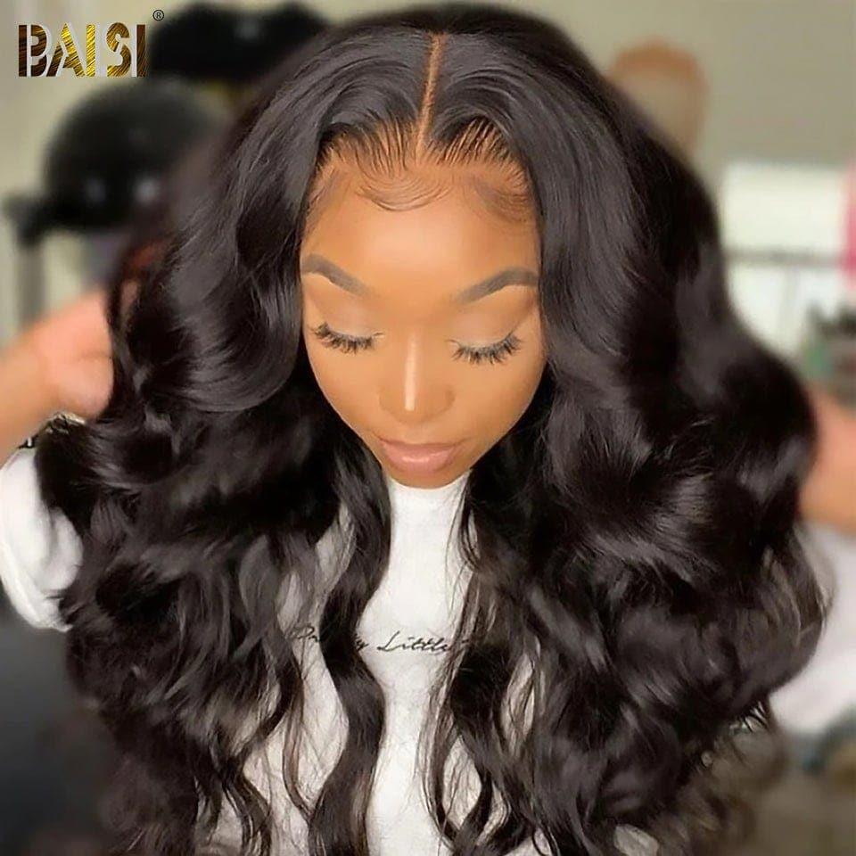 BAISI HD Lace Front Human Hair Body Wave Wig With Natural Baby Hair