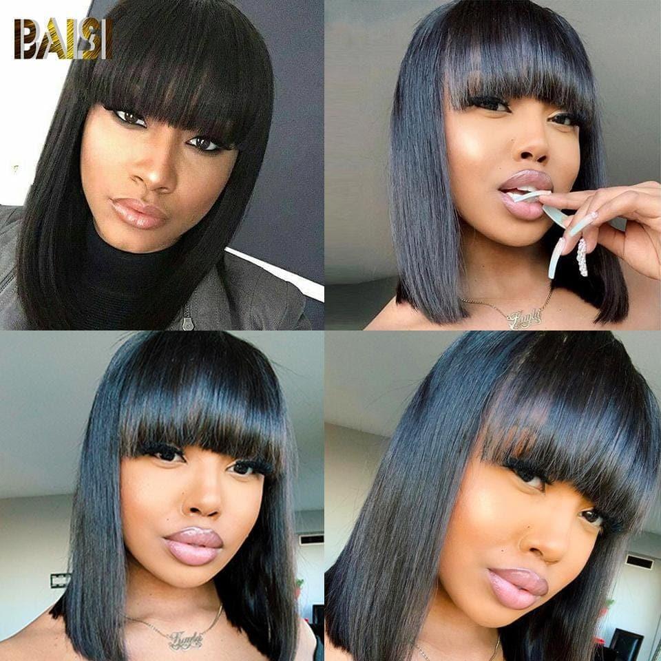 Peluca Sintética Recta BAISI Con Flequillo Corte Chino Sintético 1081