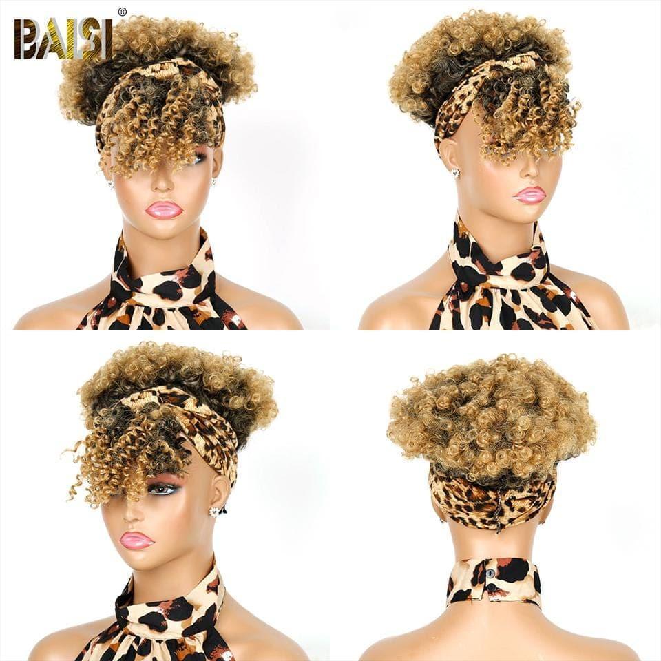 Peluca con diadema rizada rizada sintética a todo color BAISI