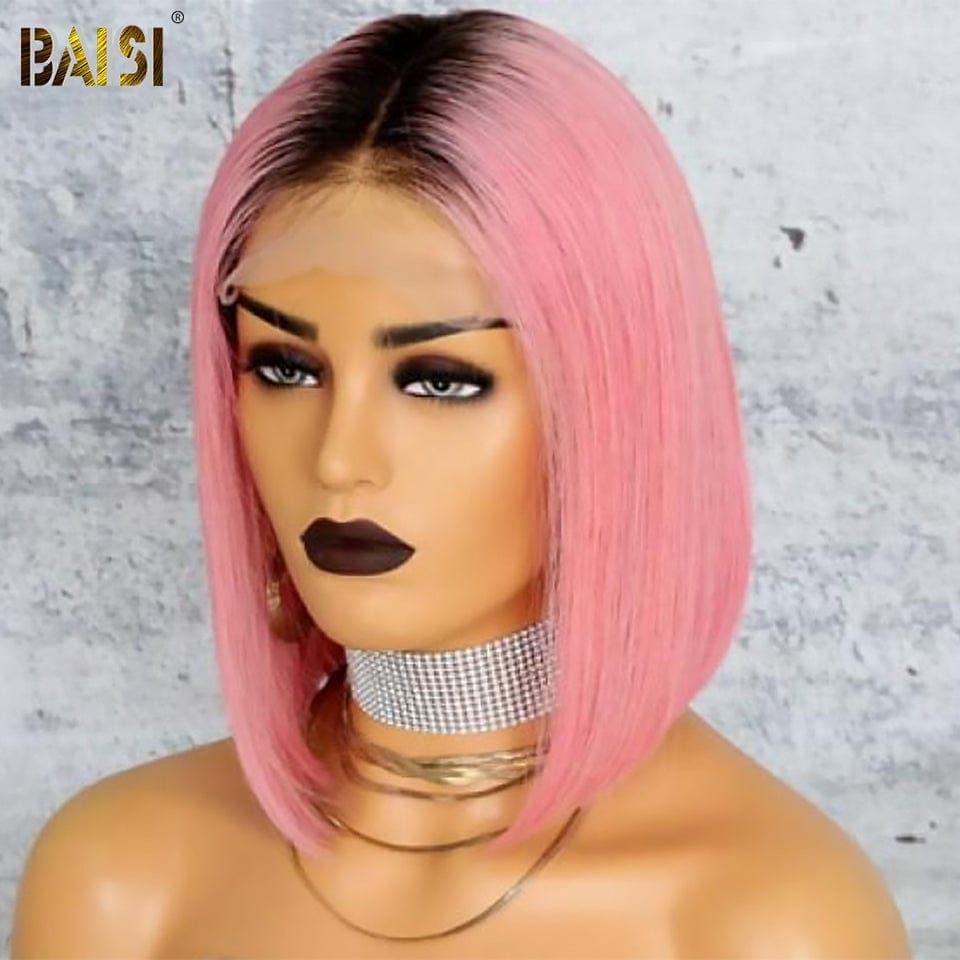 BAISI 1B # 613 Parrucca Bob dritta frontale in pizzo 1B Parrucche Bob di colore arancione