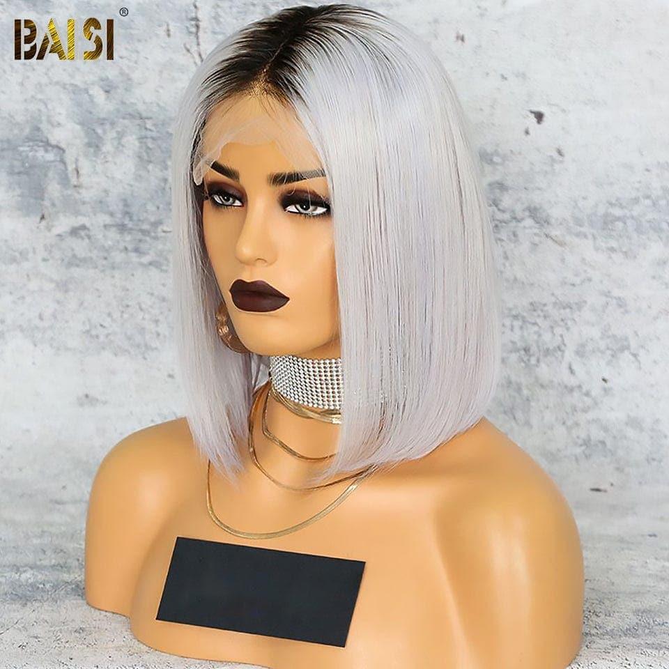 BAISI Achetez 2 perruques minimum au prix d'usine fournisseur 13X4 Perruque Carrée lisse Noir Blonde 1B#613 Pré-plucked Pas Besoin de Colle en 100% Raw Hair Lace déjà couper(Pas Besoin de Code)