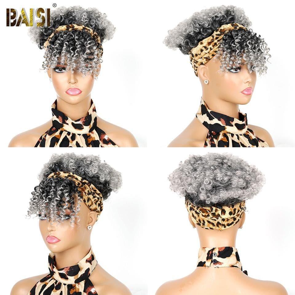 Peluca con diadema rizada rizada sintética a todo color BAISI
