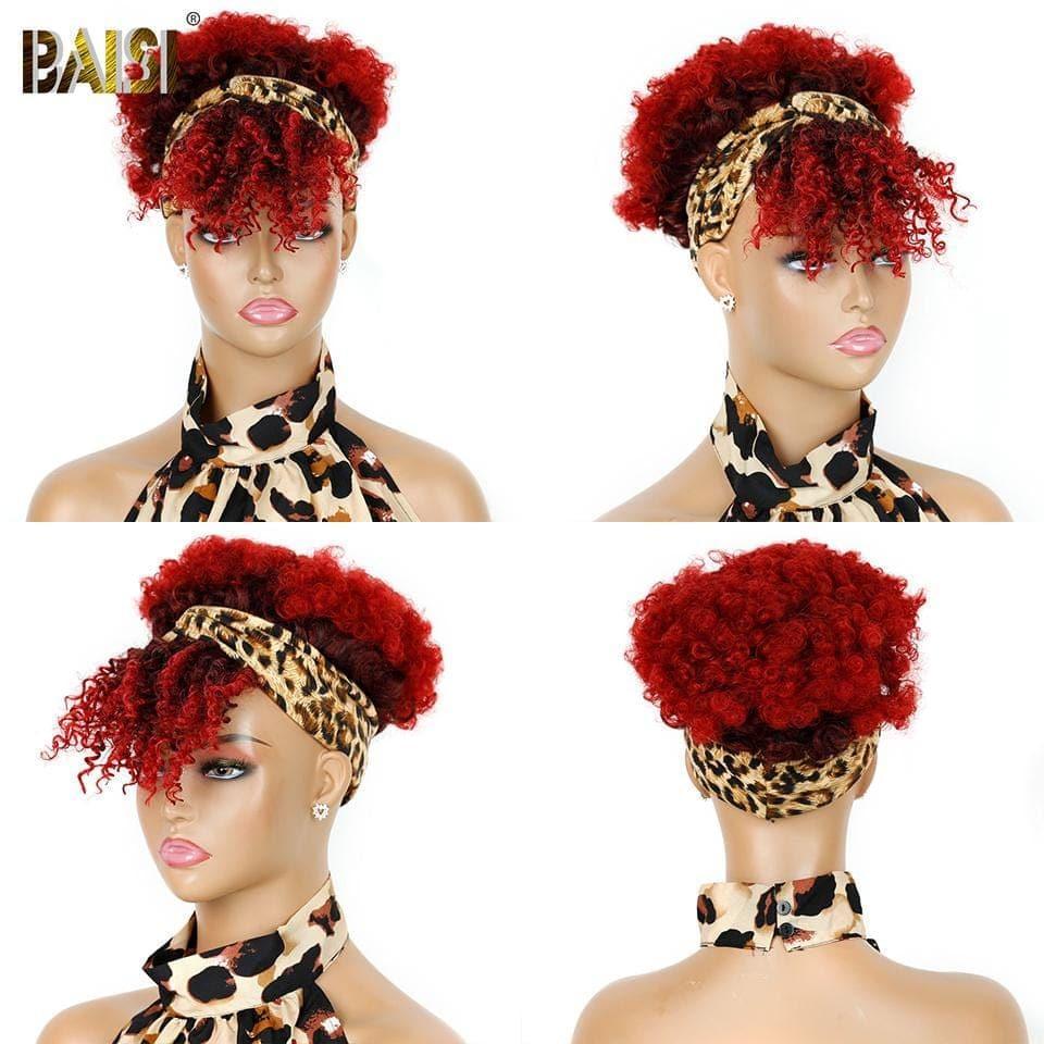 Peluca con diadema rizada rizada sintética a todo color BAISI