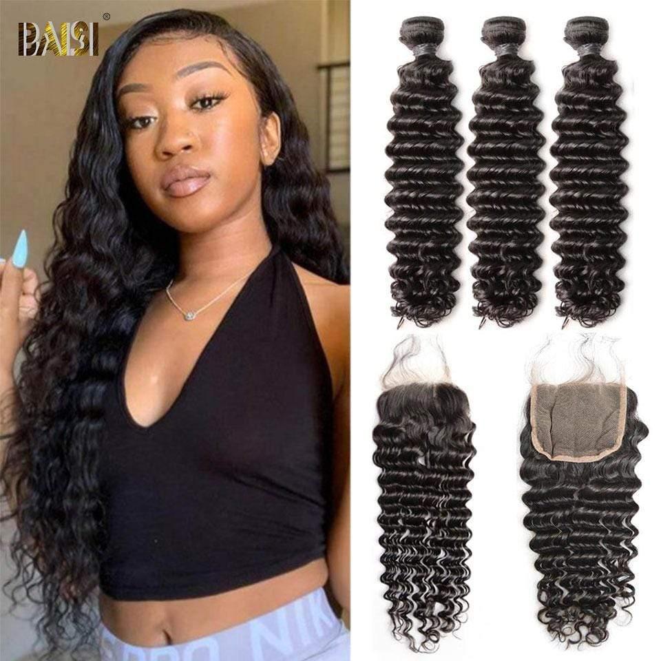 BAISI 10A Tissage Avec Closure/Frontal En Grand Solde Deep Wave