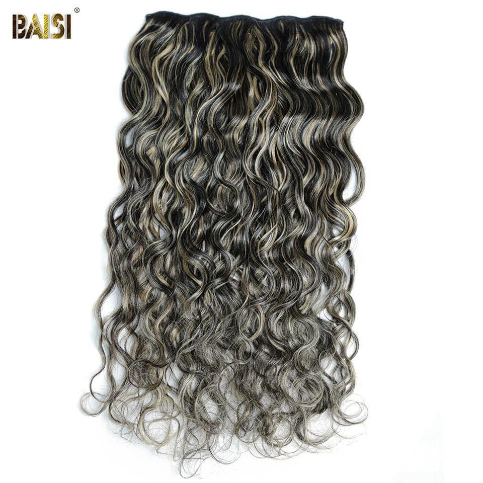 BAISI T1B#4-#27 Körperwellen-Clip-In-Haarverlängerungen, 100 % Echthaar, 8 Stück und 120 g pro Los