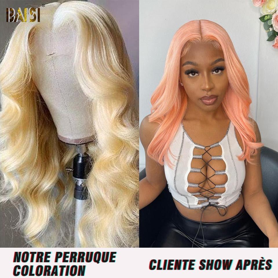 BAISI Top Model Wig Blonde Body Wave Perücke mit Spitzenfront 18 Zoll