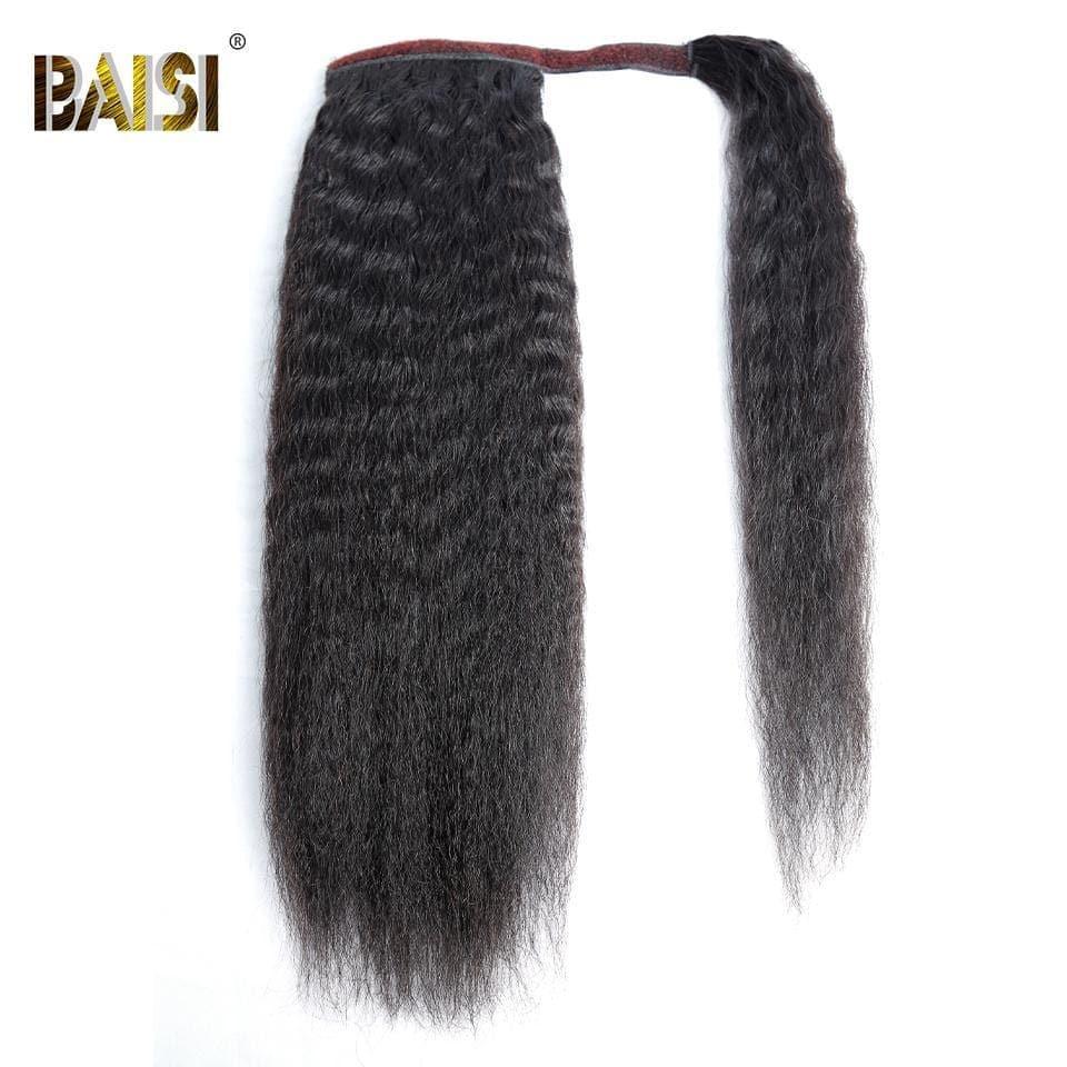 Rabo de cavalo reto e crespo BAISI em cabelo 100% natural
