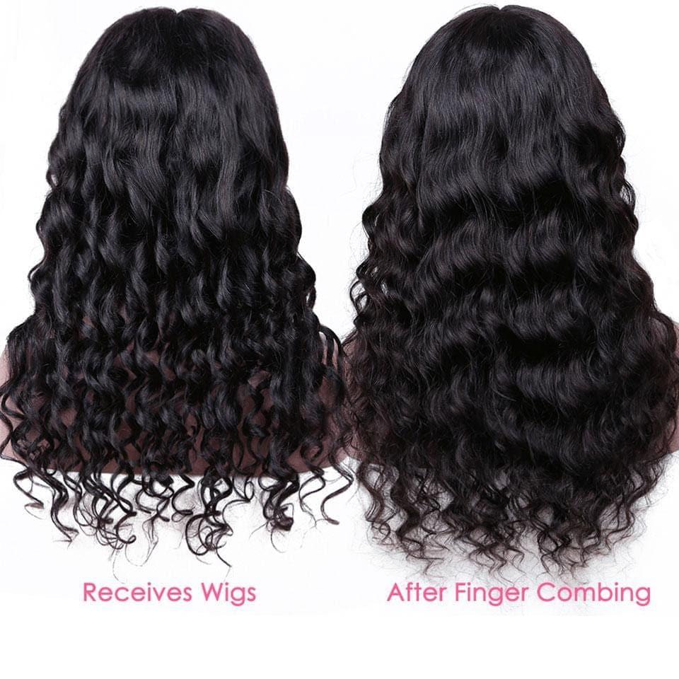 BAISI T-Part Lace Curly Natural Wave Perücke 100% Echthaar