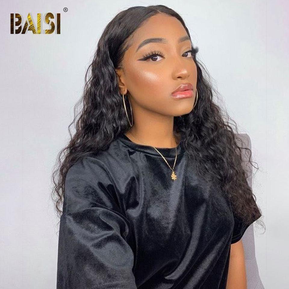 BAISI 12A 13x4 Frontale Lace Perruque Bouclée Water Wave En 100% Cheveux Humains