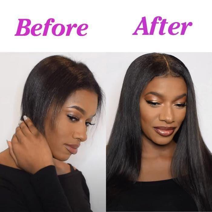 BAISI 100% Human Hair Straight Clip In Hair Extensions 8 Pieces and 120G Per Lot