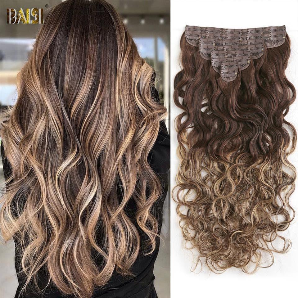 BAISI Extensions À Clips F#4-4#-27 Body Wave En 100% Cheveux Humains 8 Pièces et 120G Par Lot