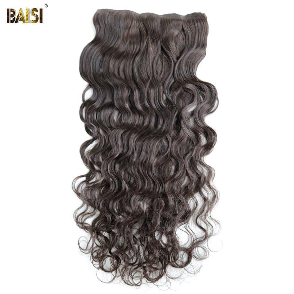 BAISI Clip In Hair Extensions #2 Body Wave aus 100 % Echthaar, 8 Stück und 120 g pro Los